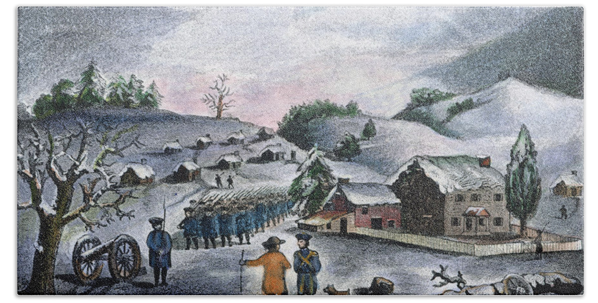 1777 Bath Towel featuring the photograph Valley Forge: Winter, 1777 #1 by Granger