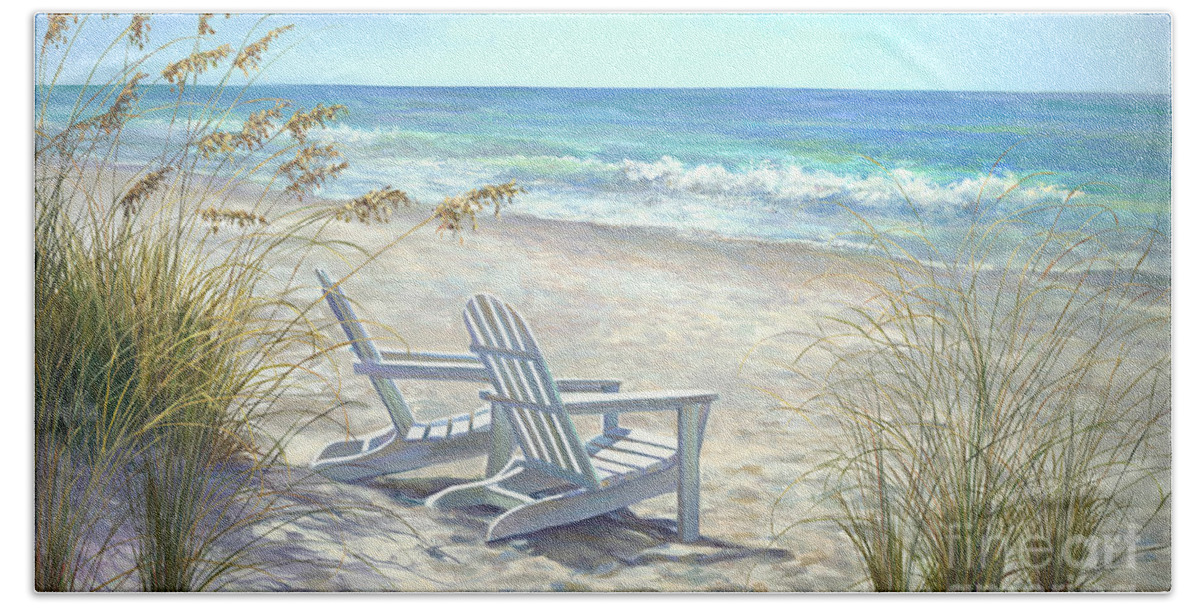 Beaches Hand Towel featuring the painting View for two. by Laurie Snow Hein