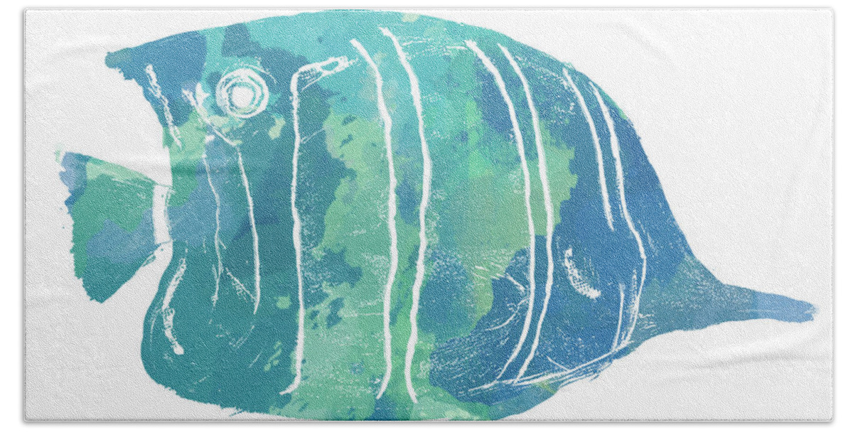 Watercolor Hand Towel featuring the painting Watercolor Fish In Teal IIi #1 by Julie Derice