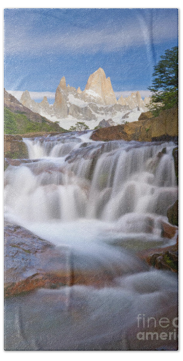 00346018 Bath Towel featuring the photograph Waterfall in Los Glaciares NP by Yva Momatiuk John Eastcott