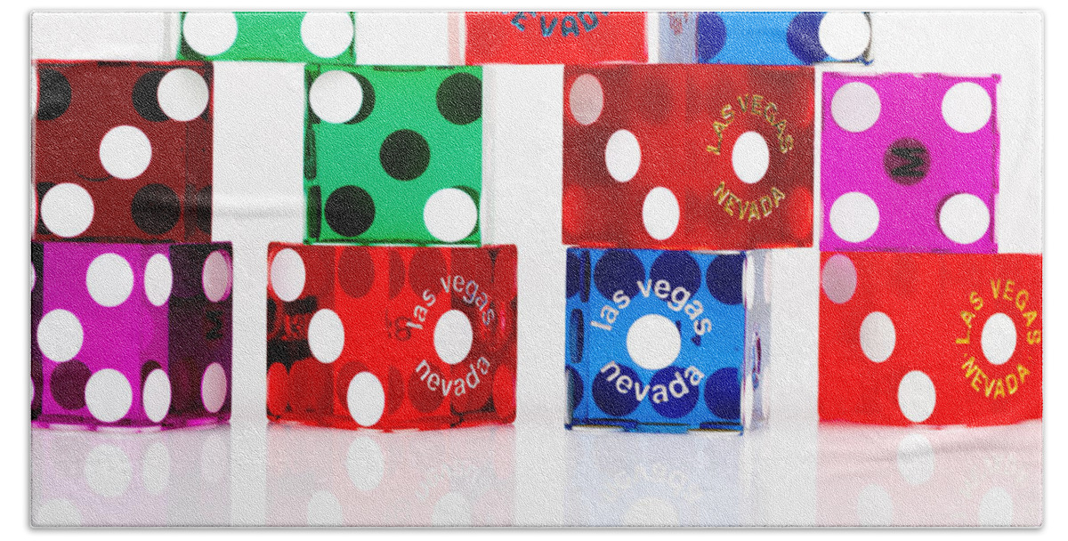 Las Vegas Bath Towel featuring the photograph Colorful Dice by Raul Rodriguez