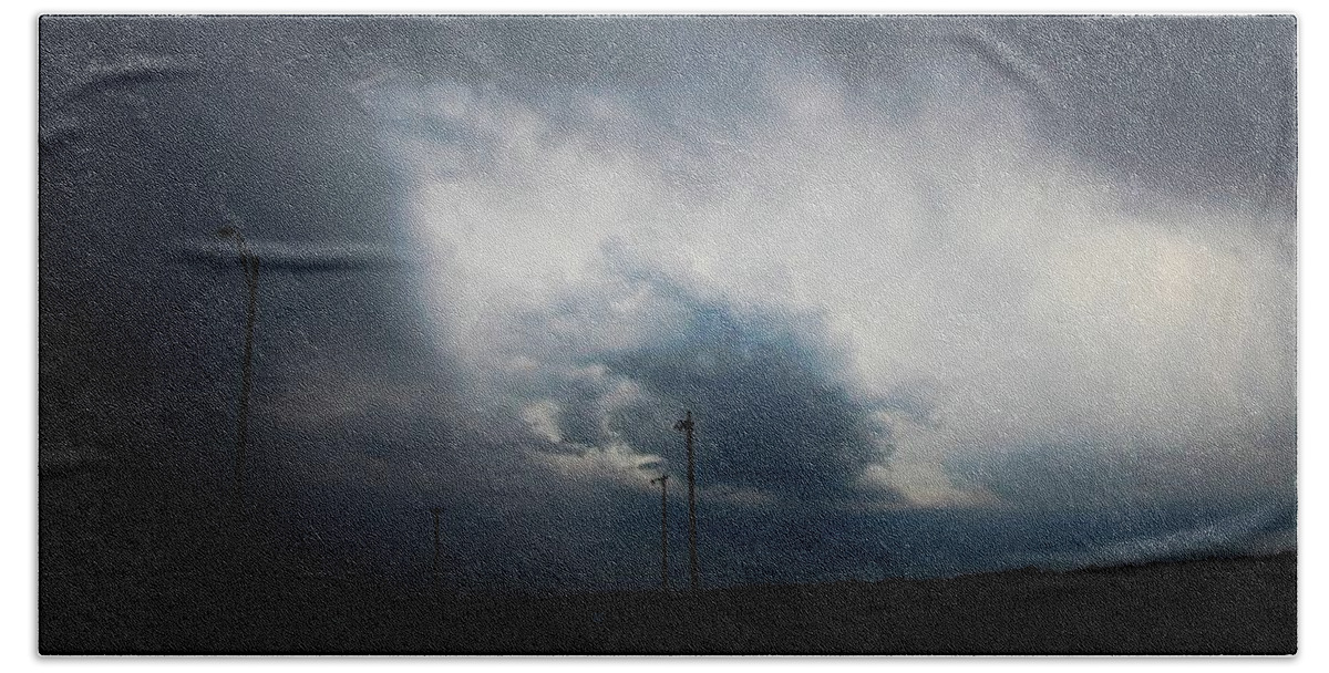 Stormscape Bath Towel featuring the photograph More Strong Cells moving over South Central Nebraska #8 by NebraskaSC