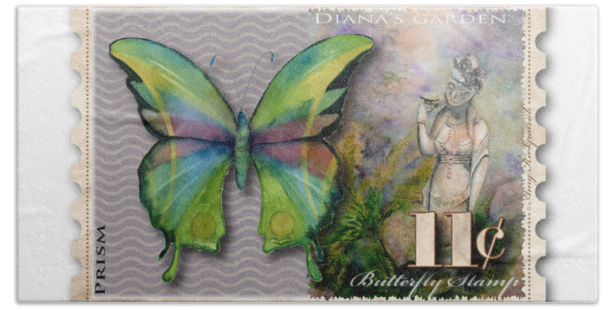 Butterfly Hand Towel featuring the painting 11 Cent Butterfly Stamp by Amy Kirkpatrick