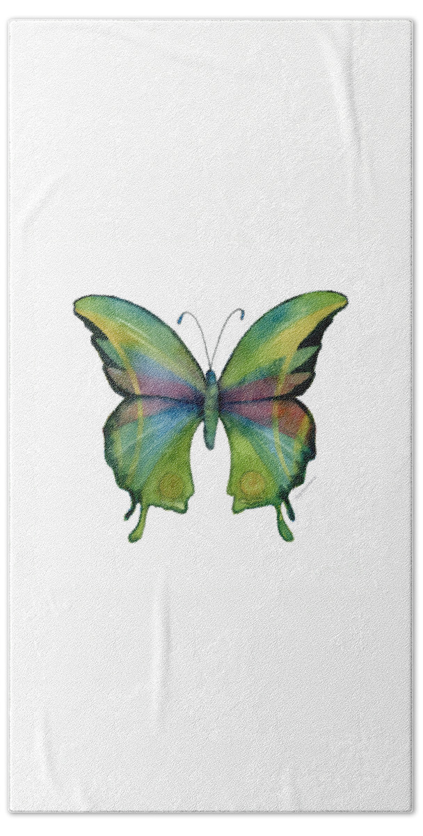 Prism Hand Towel featuring the painting 11 Prism Butterfly by Amy Kirkpatrick
