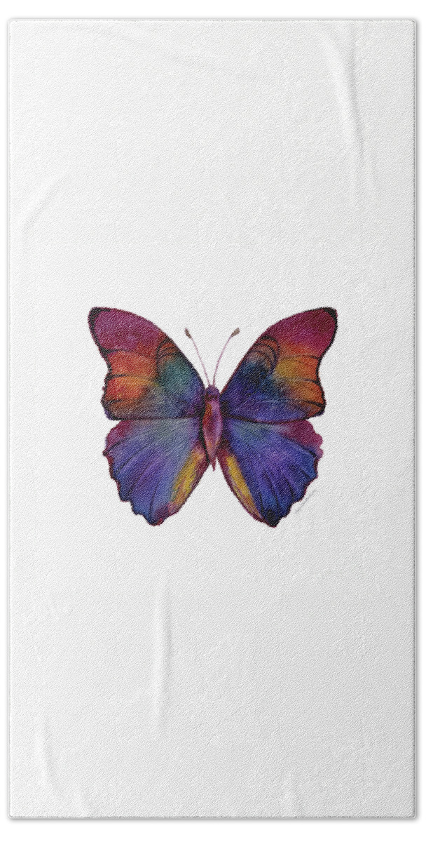 Red Hand Towel featuring the painting 13 Narcissus Butterfly by Amy Kirkpatrick
