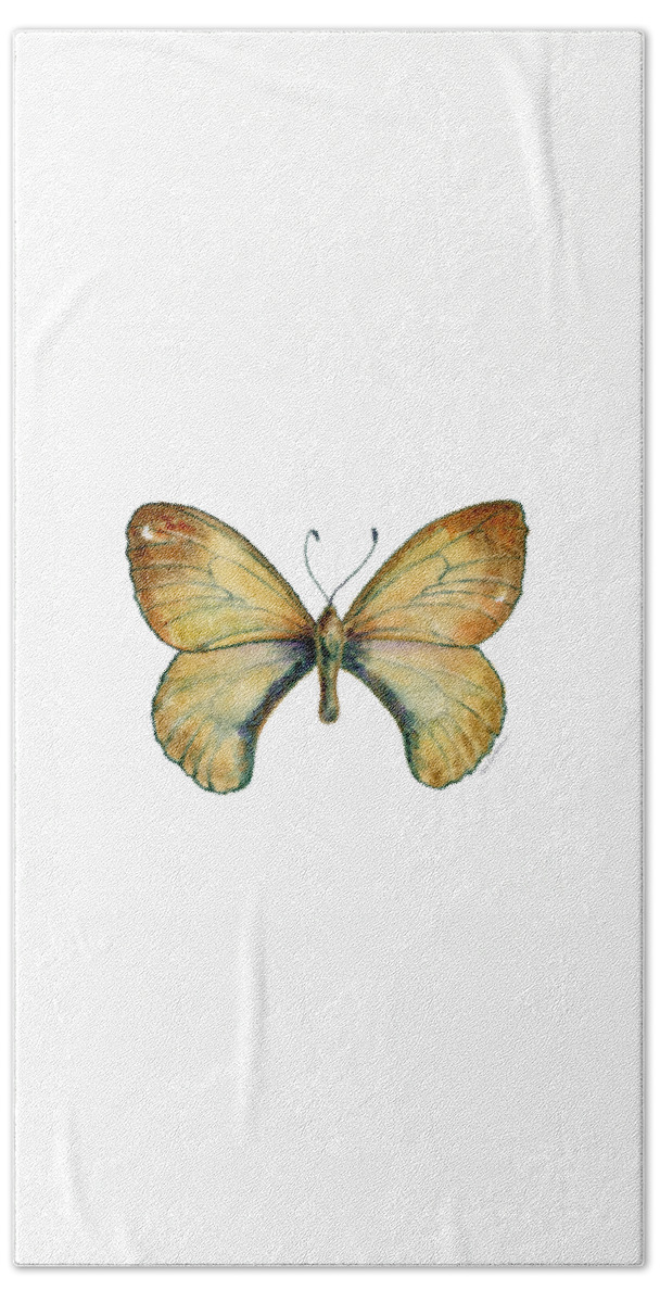 Clouded Bath Towel featuring the painting 15 Clouded Apollo Butterfly by Amy Kirkpatrick