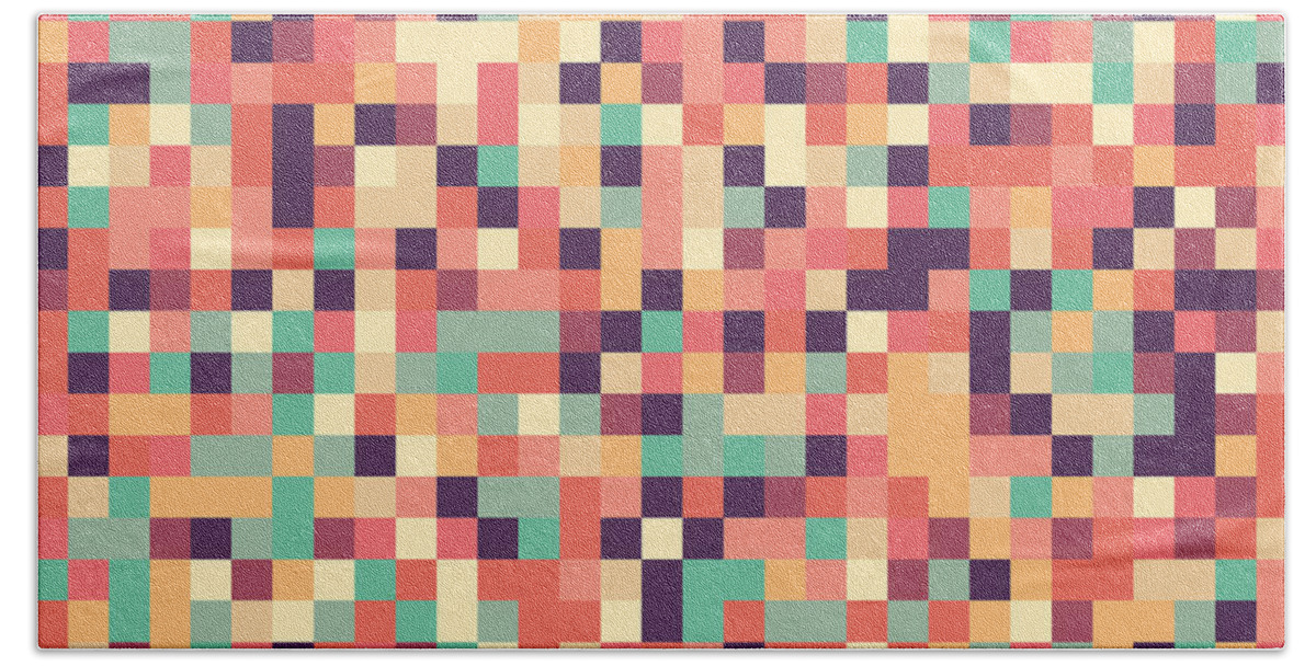 Pattern Bath Towel featuring the digital art Retro Pixel Art #16 by Mike Taylor
