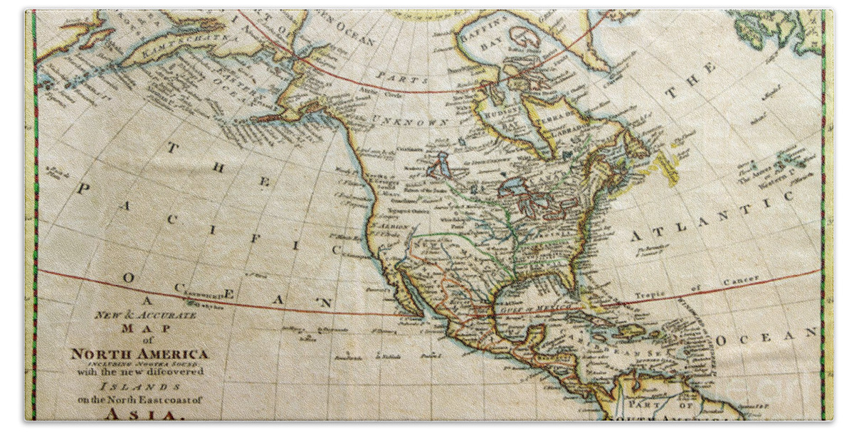Original Map From 1779 Bath Towel featuring the photograph 1789 Map of North America by Maria Hunt
