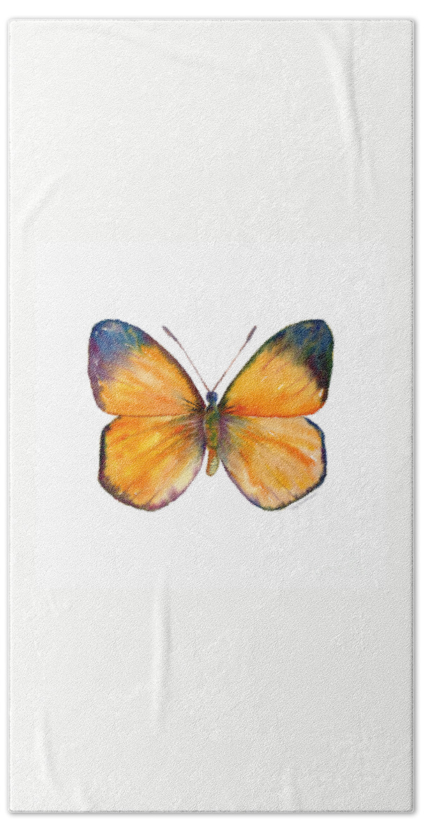 Delias Hand Towel featuring the painting 19 Delias Aruna Butterfly by Amy Kirkpatrick