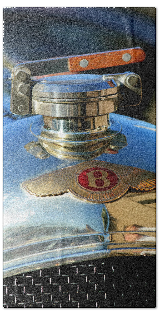 1927 Bentley Sports Hand Towel featuring the photograph 1927 Bentley Hood Ornament by Jill Reger