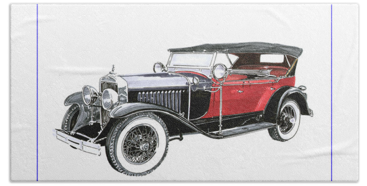 Artwork Of Classic Cars Bath Towel featuring the painting 1927 La Salle Dual Cowl Phaeton by Jack Pumphrey