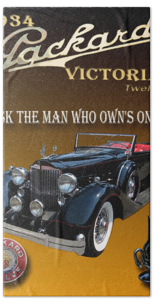 Photography By Jack Pumphrey Used In Advertising Hand Towel featuring the photograph 1934 Packard by Jack Pumphrey