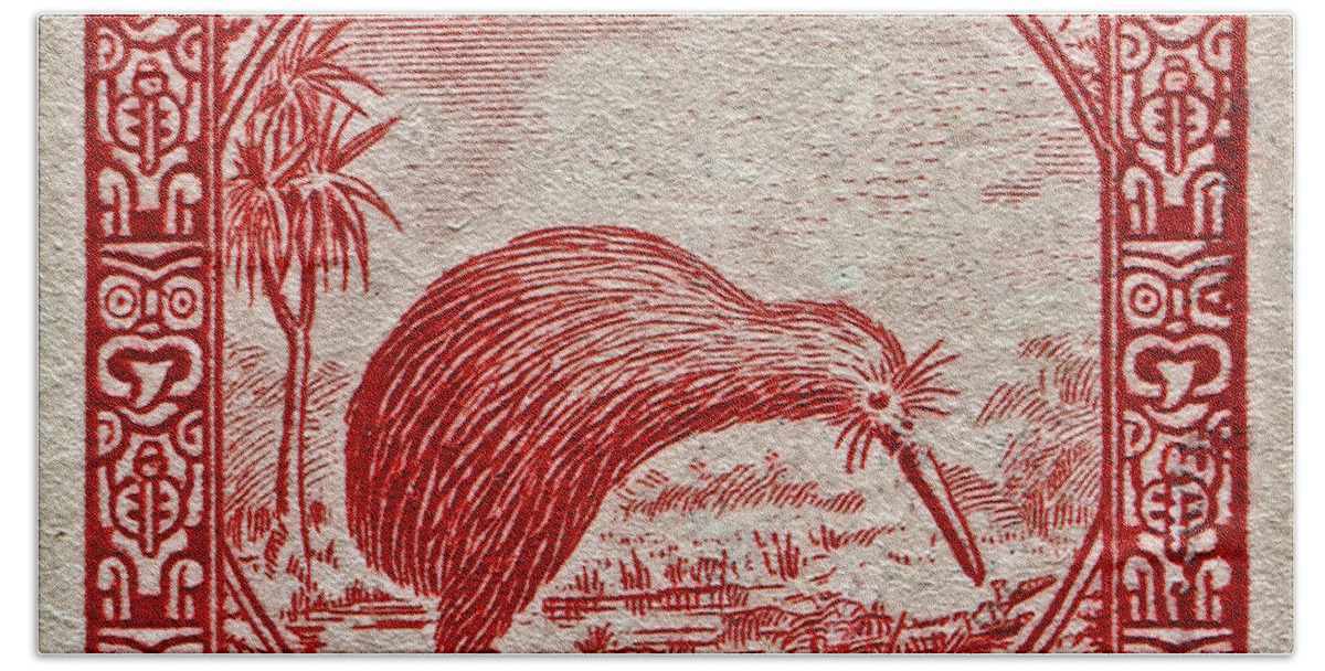 1936 Hand Towel featuring the photograph 1936 New Zealand Kiwi Stamp by Bill Owen