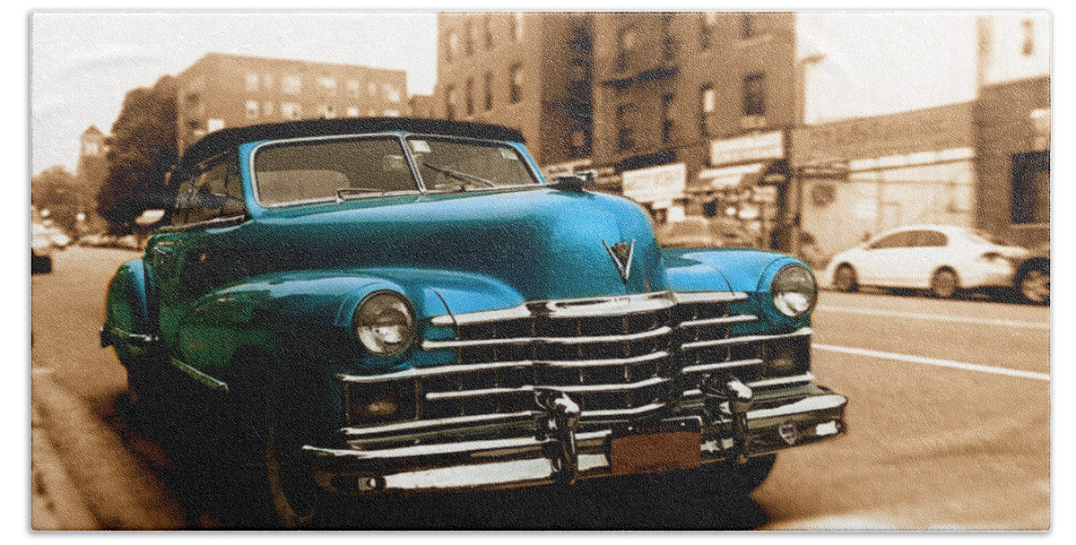 Cadillac Bath Sheet featuring the photograph 1947 Cadillac Convertible by Jon Woodhams