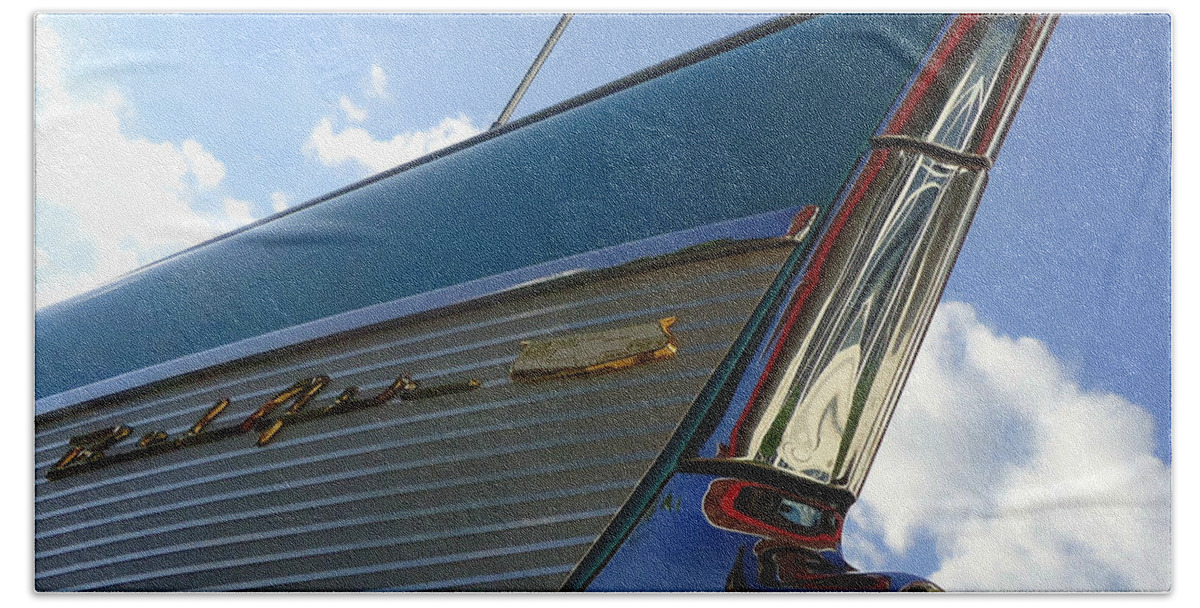 Skompski Hand Towel featuring the photograph 1957 Chevrolet Bel Air Fin by Joseph Skompski