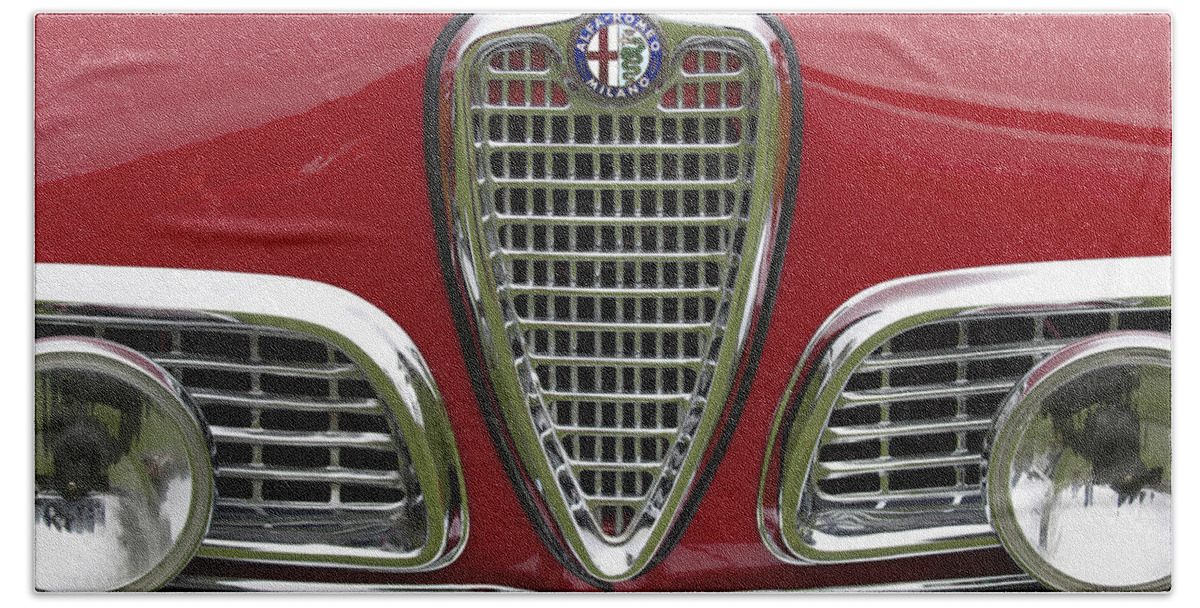 1959 Alfa Romeo Giulietta Sprint Bath Sheet featuring the photograph 1959 Alfa Romeo Giulietta Sprint Grille by Jill Reger