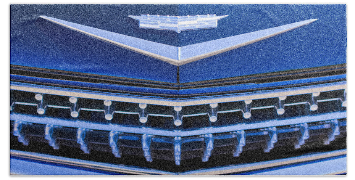 1959 Cadillac Eldorado Bath Towel featuring the photograph 1959 Cadillac Eldorado Hood Ornament by Jill Reger