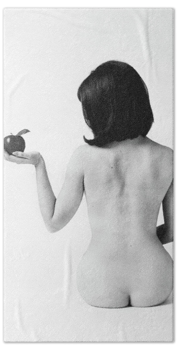 Photography Hand Towel featuring the photograph 1960s Back View Of Nude Brunette Seated by Vintage Images