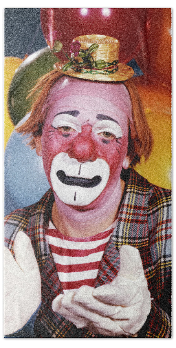 Photography Bath Towel featuring the photograph 1960s Portrait Of Clown With A Sad by Vintage Images