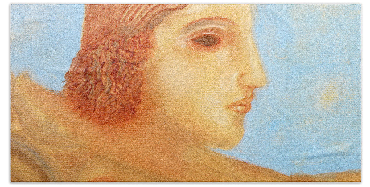 Augusta Stylianou Bath Towel featuring the painting Apollo Hylates by Augusta Stylianou