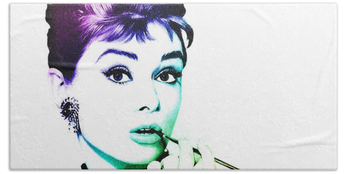 Audrey Hepburn Hand Towel featuring the digital art Audrey Hepburn #2 by Marianna Mills