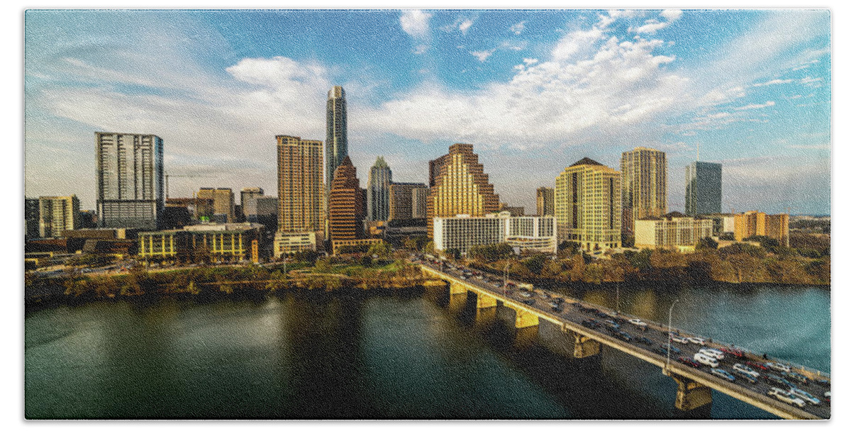 Photography Bath Towel featuring the photograph Austin, Texas - Austin Cityscape #2 by Panoramic Images
