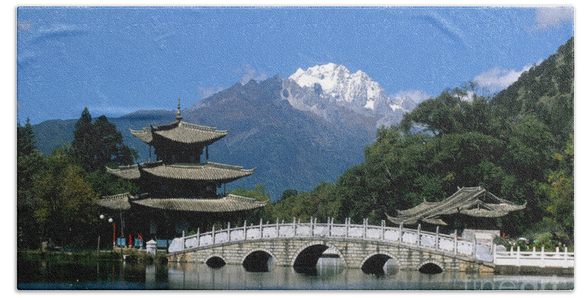 Lijiang Hand Towel featuring the photograph Black Dragon Pool Lijiang China by James Brunker