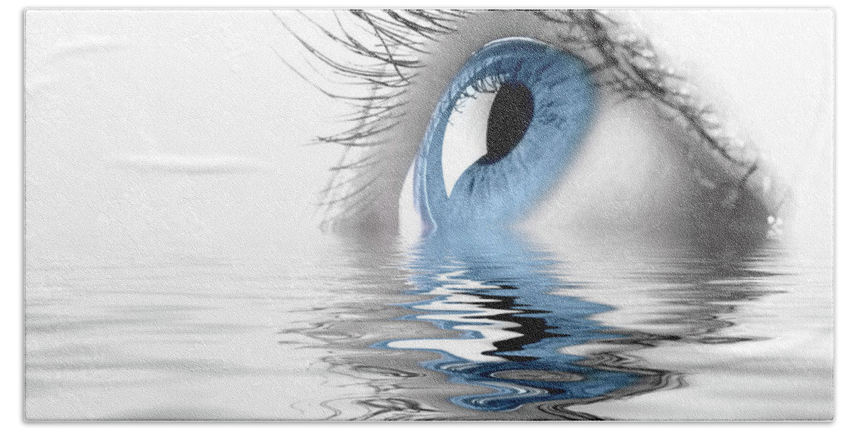 Eye Bath Towel featuring the photograph Blue Eye #2 by Maxim Images Exquisite Prints