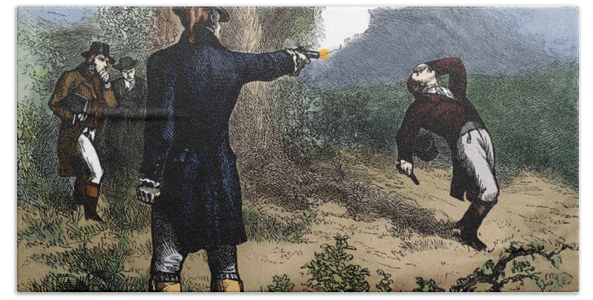 Government Bath Towel featuring the photograph Burr-hamilton Duel, 1804 by Science Source