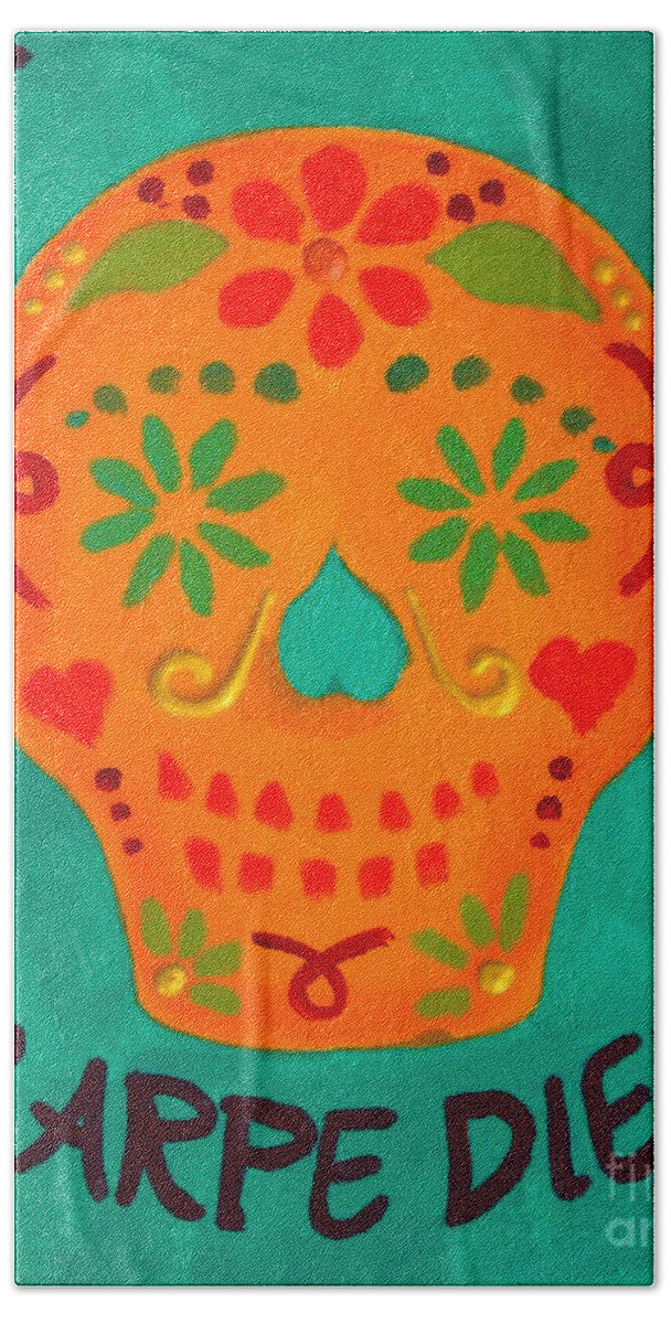 Skull Hand Towel featuring the painting Carpe Diem Series #4 by Janet McDonald