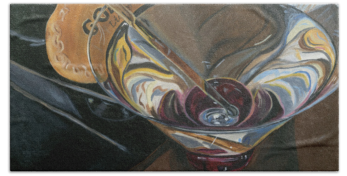 Martini Hand Towel featuring the painting Chocolate Martini by Debbie DeWitt