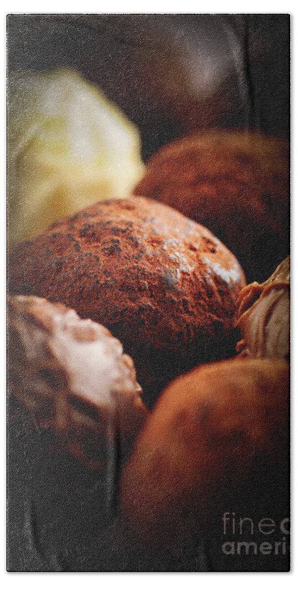 Chocolate Bath Towel featuring the photograph Chocolate truffles 3 by Elena Elisseeva