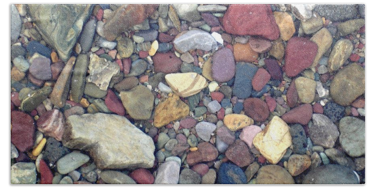 Rocks Hand Towel featuring the photograph Colorful Lake Rocks by Kerri Mortenson