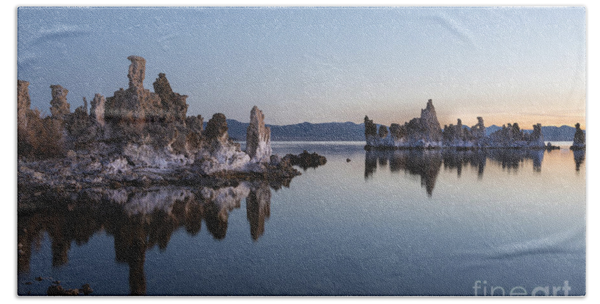 Waterscape Hand Towel featuring the photograph Dawn on Mono Lake #2 by Sandra Bronstein