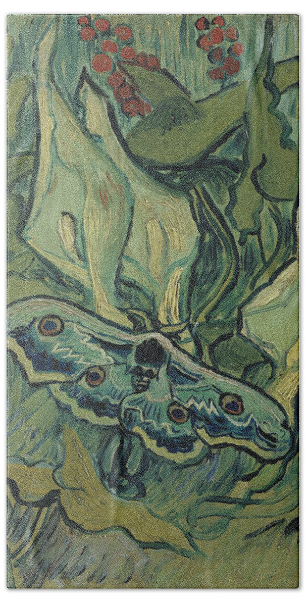 Butterflies Hand Towel featuring the painting Emperor Moth #2 by Vincent Van Gogh