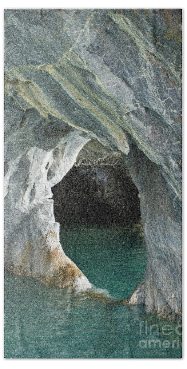Catedral De Marmol Hand Towel featuring the photograph Eroded Marble Shoreline #2 by John Shaw