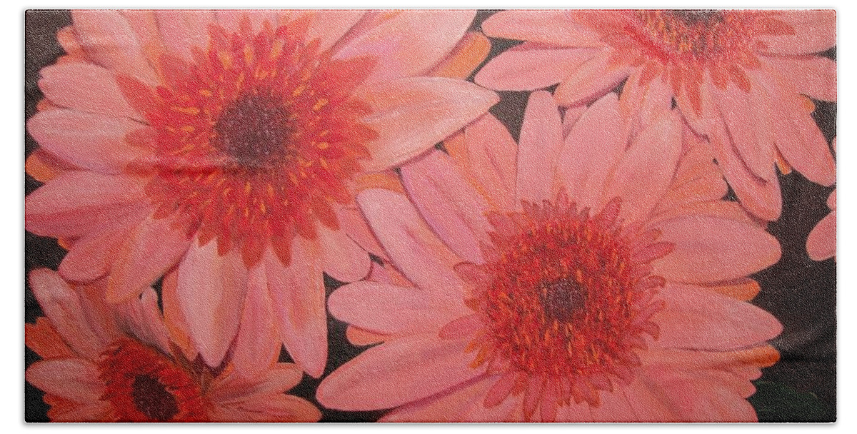 Flower Bath Towel featuring the painting Gerber Daisies by Sharon Duguay