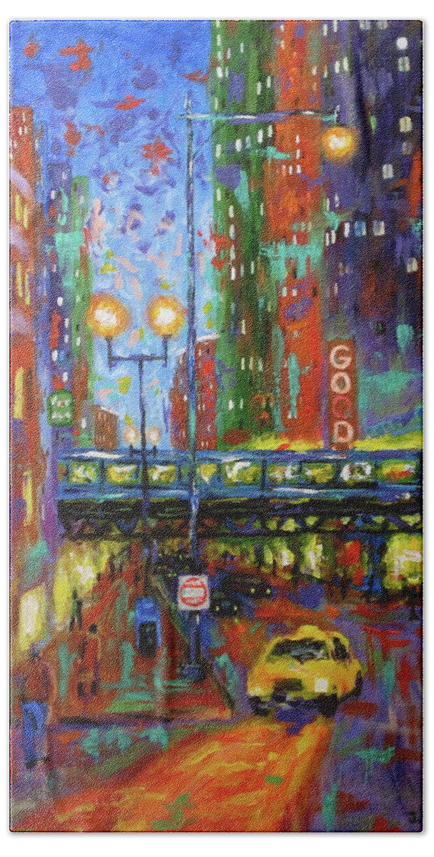 Chicago Art Bath Towel featuring the painting God Is Everywhere by J Loren Reedy