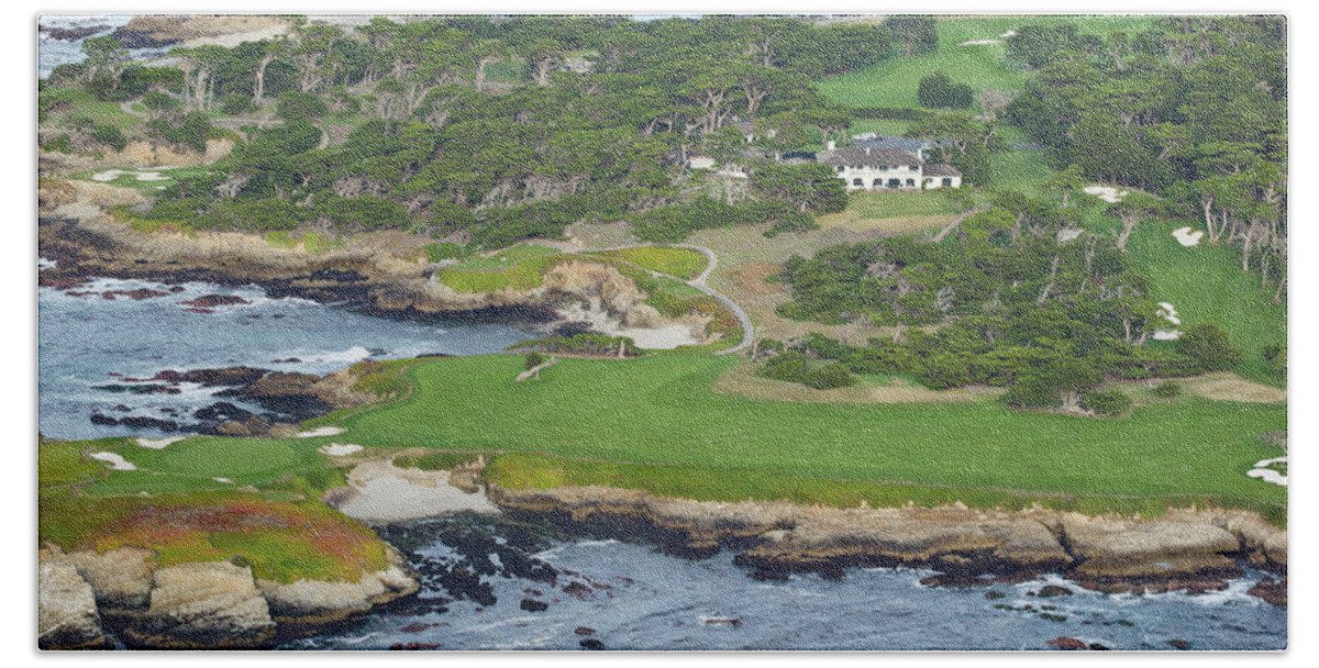 Photography Bath Towel featuring the photograph Golf Course On An Island, Pebble Beach #2 by Panoramic Images