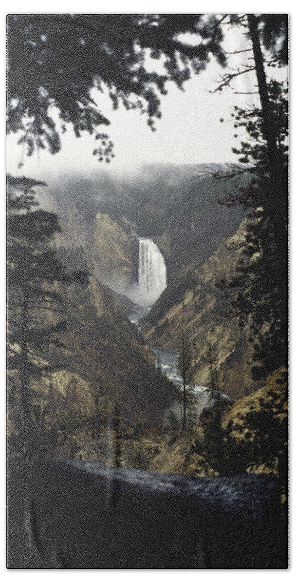 Waterfall Bath Towel featuring the photograph Grand Canyon Of The Yellowstone-Signed by J L Woody Wooden