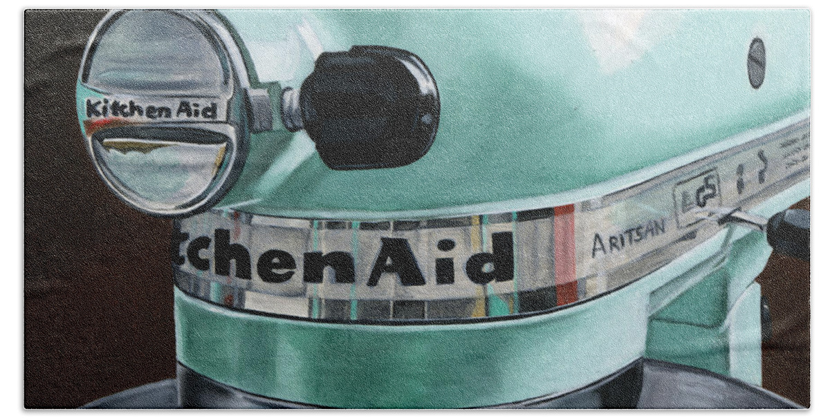 Photorealism Hand Towel featuring the painting KitchenAid #2 by Rob De Vries