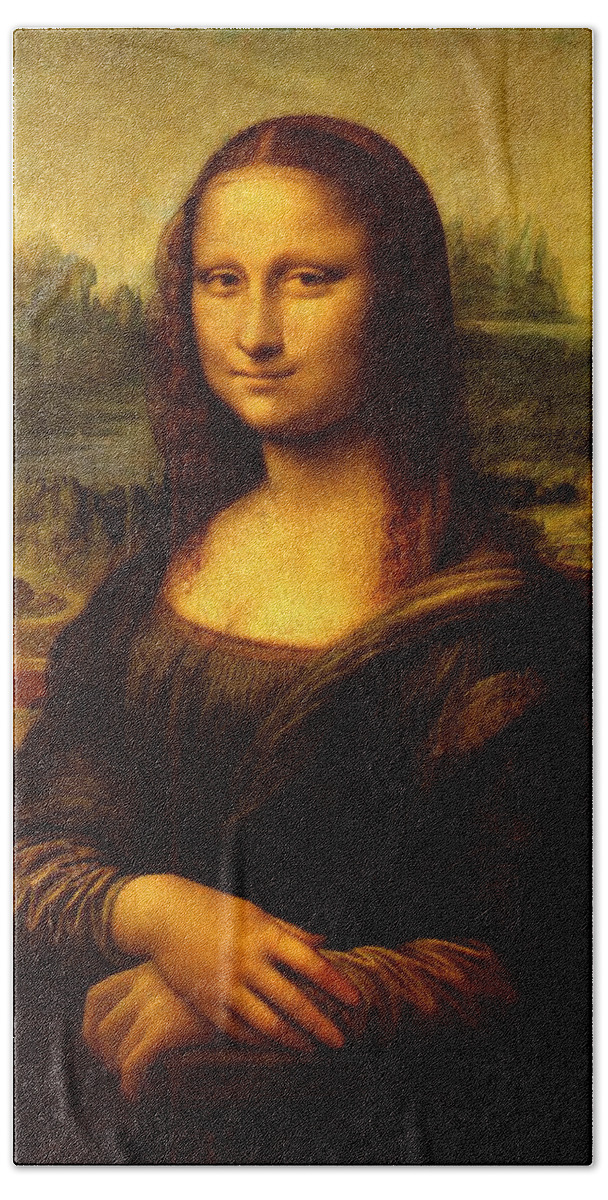 Leonardo Da Vinci Mona Lisa Hand Towel featuring the painting Mona Lisa #2 by Leonardo da Vinci