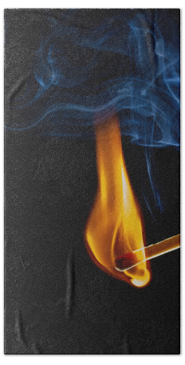 Smoke Bath Towel featuring the photograph Phophorus flame #2 by Paulo Goncalves