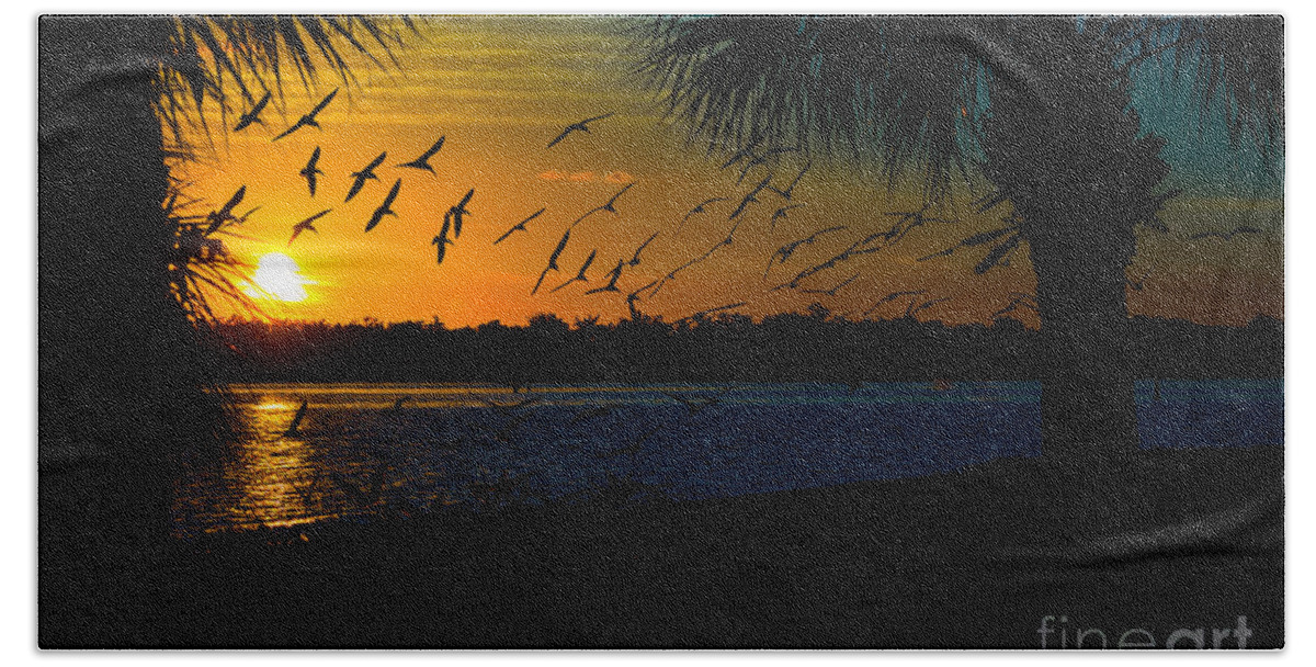 Port Charlotte Beach Hand Towel featuring the photograph Port Charlotte Beach Sunset in January #3 by Anne Kitzman