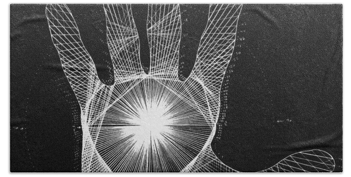 Hand Hand Towel featuring the drawing Quantum Hand through my eyes by Jason Padgett