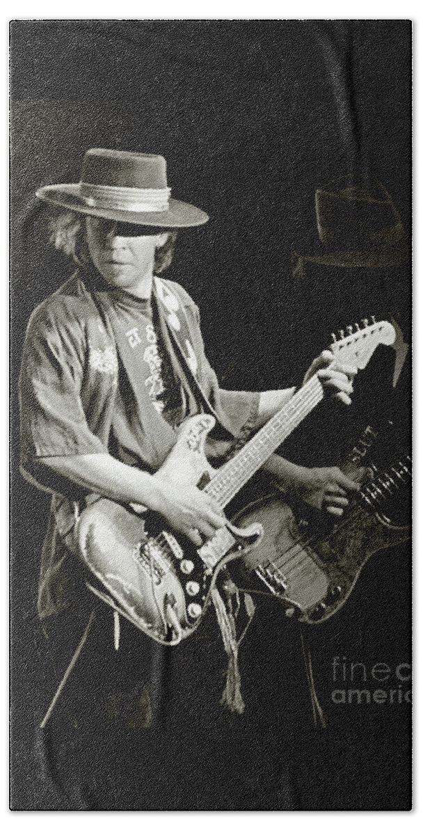 Stevie Ray Hand Towel featuring the photograph Stevie Ray Vaughan 1984 by Chuck Spang