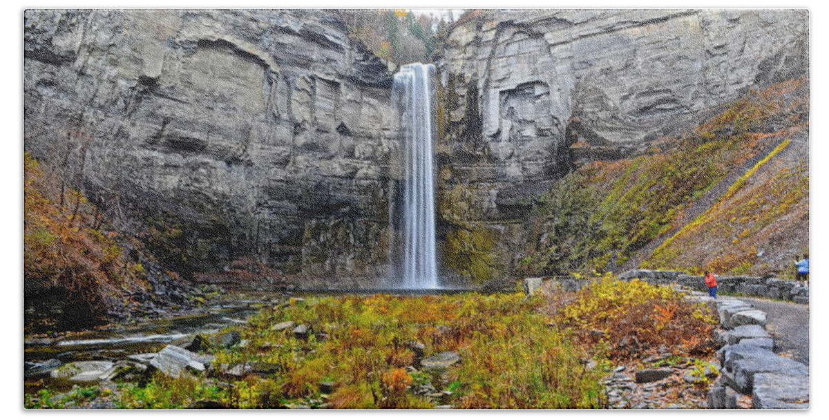 Taughannock Bath Towel featuring the photograph Taughannock Falls #2 by Frozen in Time Fine Art Photography
