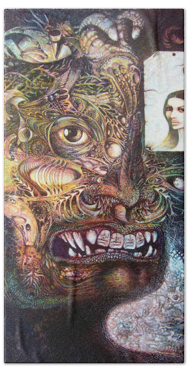 Mythology Hand Towel featuring the painting The Beast of Babylon #1 by Otto Rapp