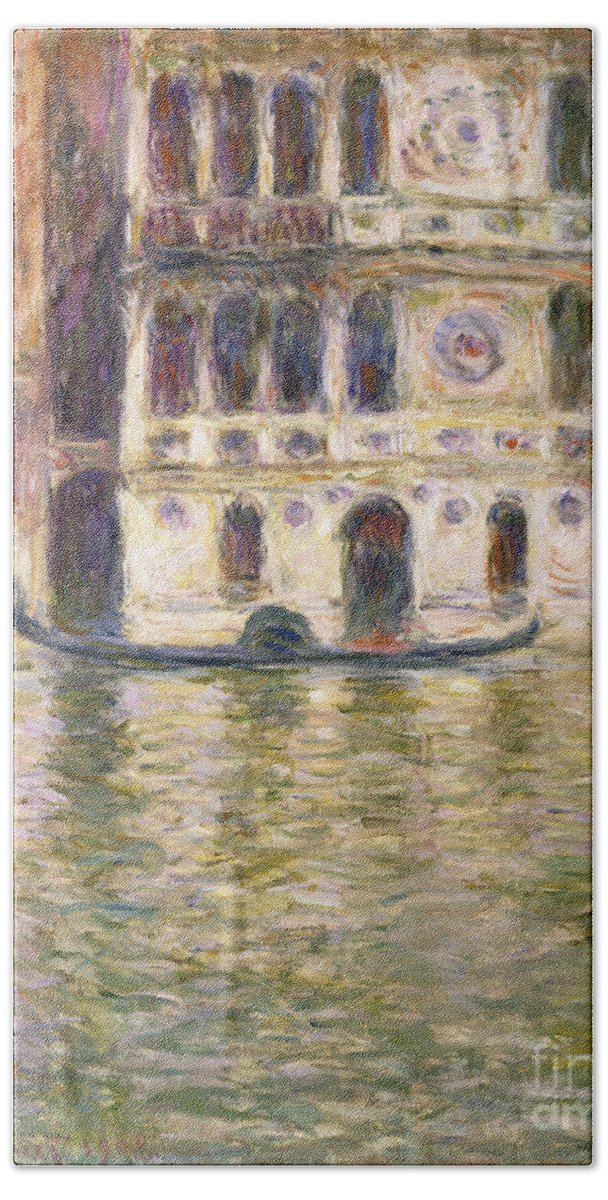 Monet Hand Towel featuring the painting The Palazzo Dario, 1908 by Monet by Claude Monet
