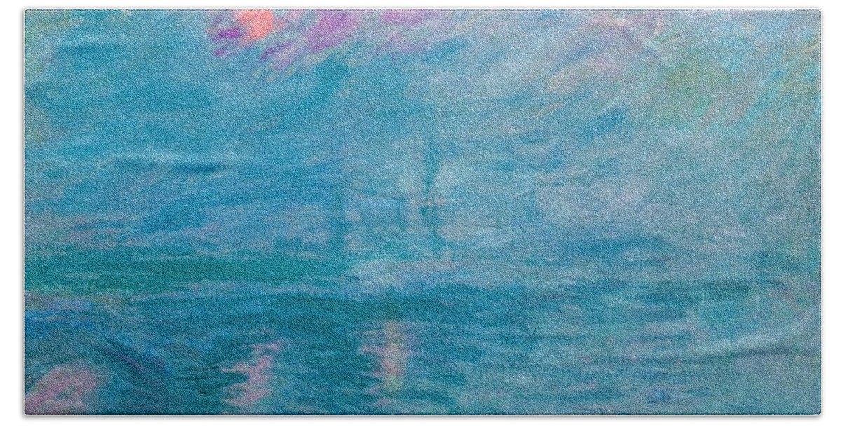 Waterloo Bridge Bath Towel featuring the painting Waterloo Bridge by Claude Monet